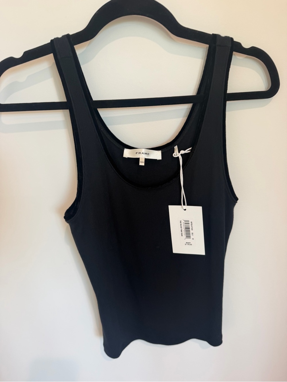 Frame Denim Black Ribbed Scoop Tank